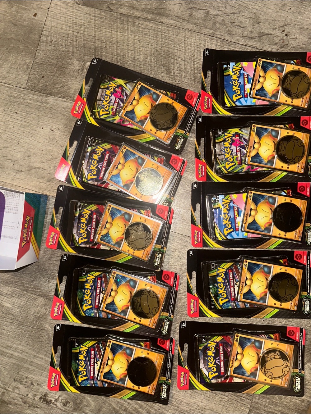 Pokemon Trading Card Packs with makuhita and 2 double pack blisters
